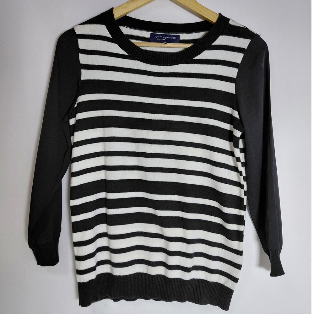 JONES NEW YORK SIGNATURE Striped Sweater Knit Women Size XS